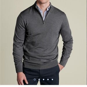 NWT Charles Tyrwhitt Pure Merino Quarter Zip Sweater - Gray